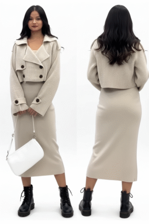 Dress Set – Blazer Coat & Strap Dress: Sophisticated & Stylish Women's Ensemble