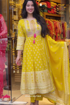 Ethnic Motifs Embroidered Regular Kurta with Trouser & Dupatta