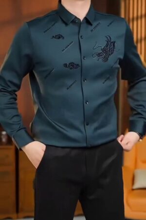 Men’s Designer Formal Shirt with Artistic Embroidery