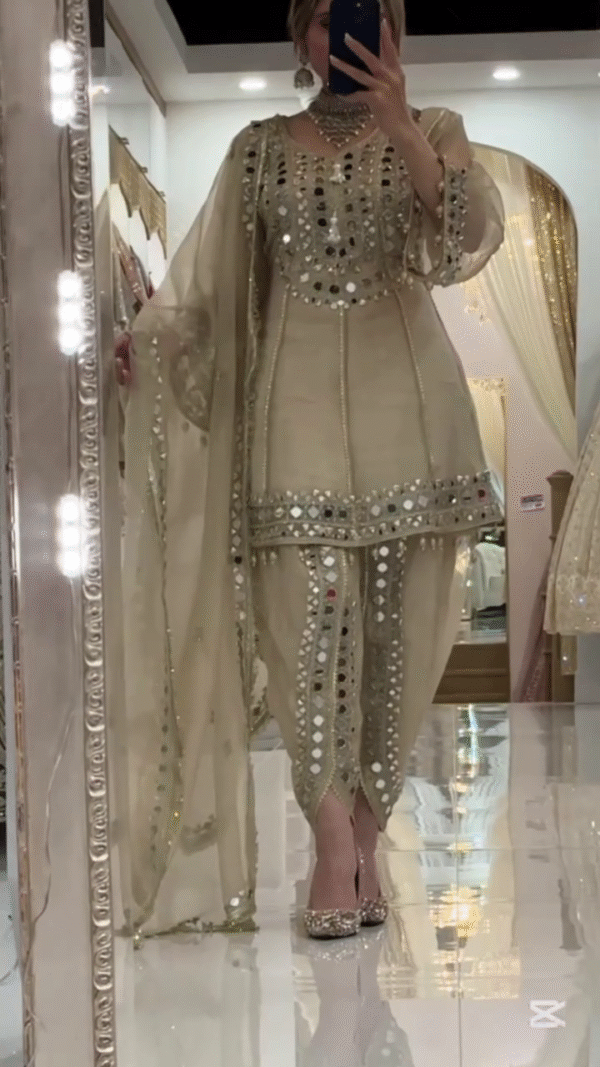 Lavender Heavy Mirror-Embroidered Short Kurti with Sharara Bottom & Dupatta πβ¨πͺ - Image 2