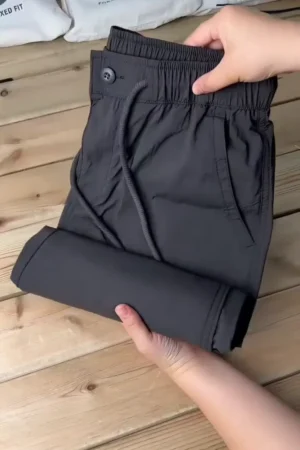 Men’s Black Elastic Waist Smart Casual Stretch Trousers